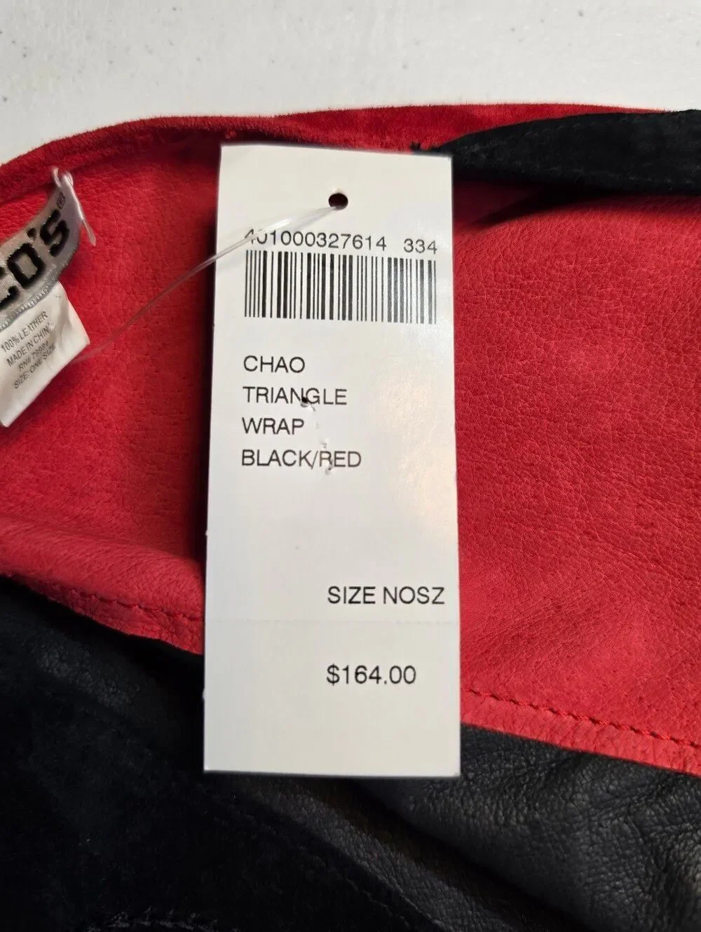 Vintage Black & Red Suede Nubuck All Leather Fringe Shawl Embroidered